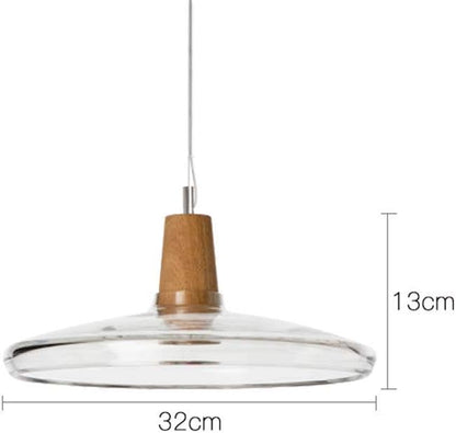 Modern Wood Glass Chandelier | Loft Industrial Pendant Light with E27 Holder | Hanging Lamp for Living Room Decor